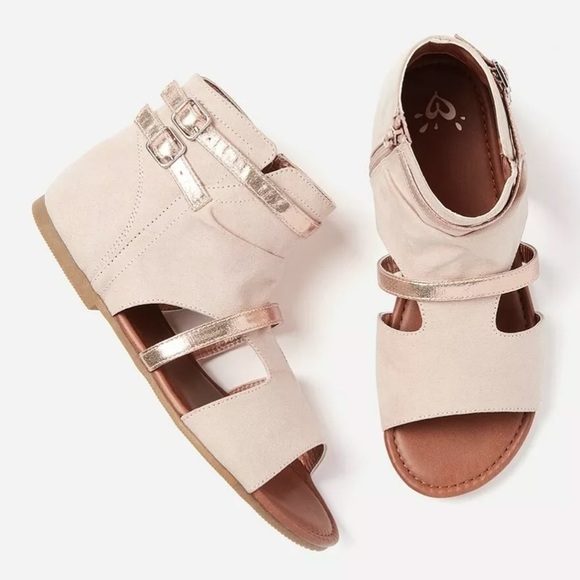 Justice Girls Rose Gold Hi Tops Gladiator Sandals - Picture 1 of 15